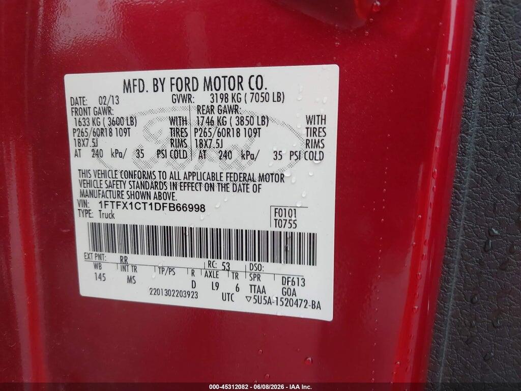 1FTFX1CT1DFB66998 2013 FORD F-150 photo no. 9