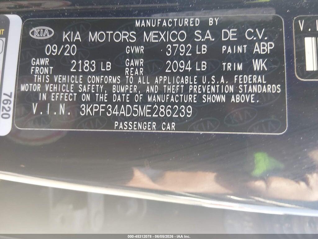 3KPF34AD5ME286239 2021 KIA FORTE photo no. 9