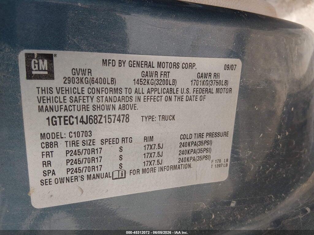 1GTEC14J68Z157478 2008 GMC SIERRA 1500 photo no. 9