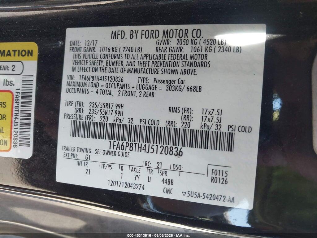 1FA6P8TH4J5120836 2018 FORD MUSTANG photo no. 9