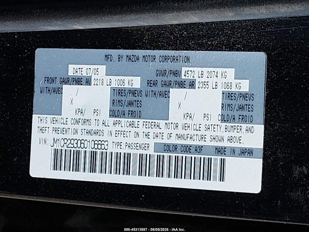 JM1CR293060106663 2006 MAZDA MAZDA5 photo no. 9