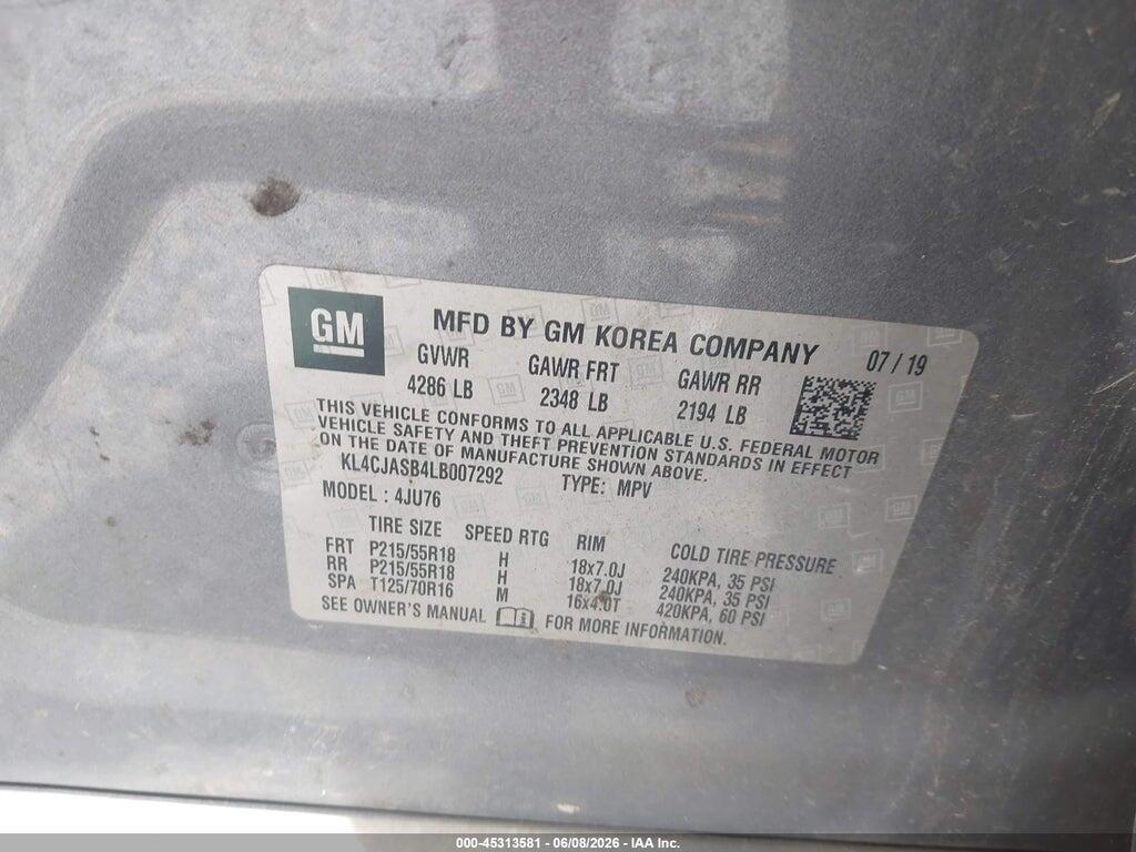 KL4CJASB4LB007292 2020 BUICK ENCORE photo no. 9