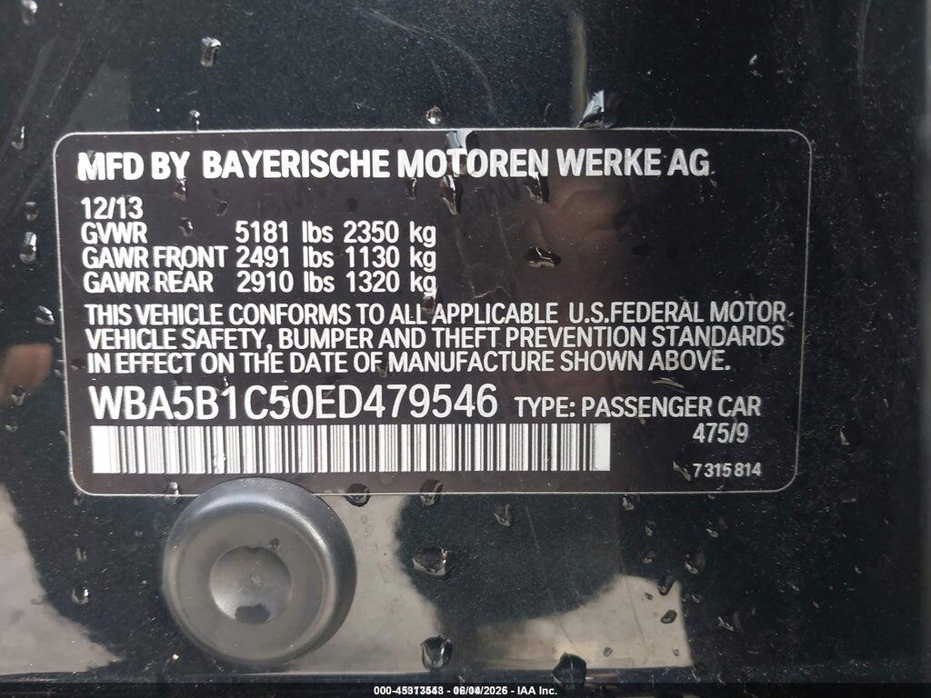 WBA5B1C50ED479546 2014 BMW 535I photo no. 9