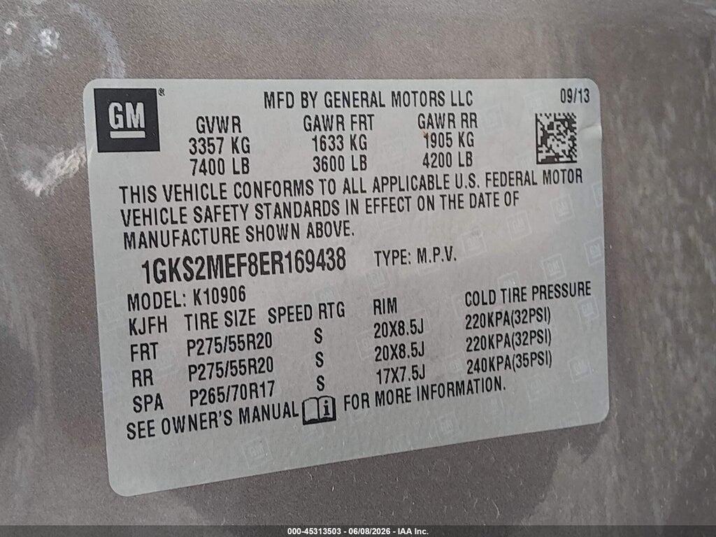 1GKS2MEF8ER169438 2014 GMC YUKON XL 1500 photo no. 9