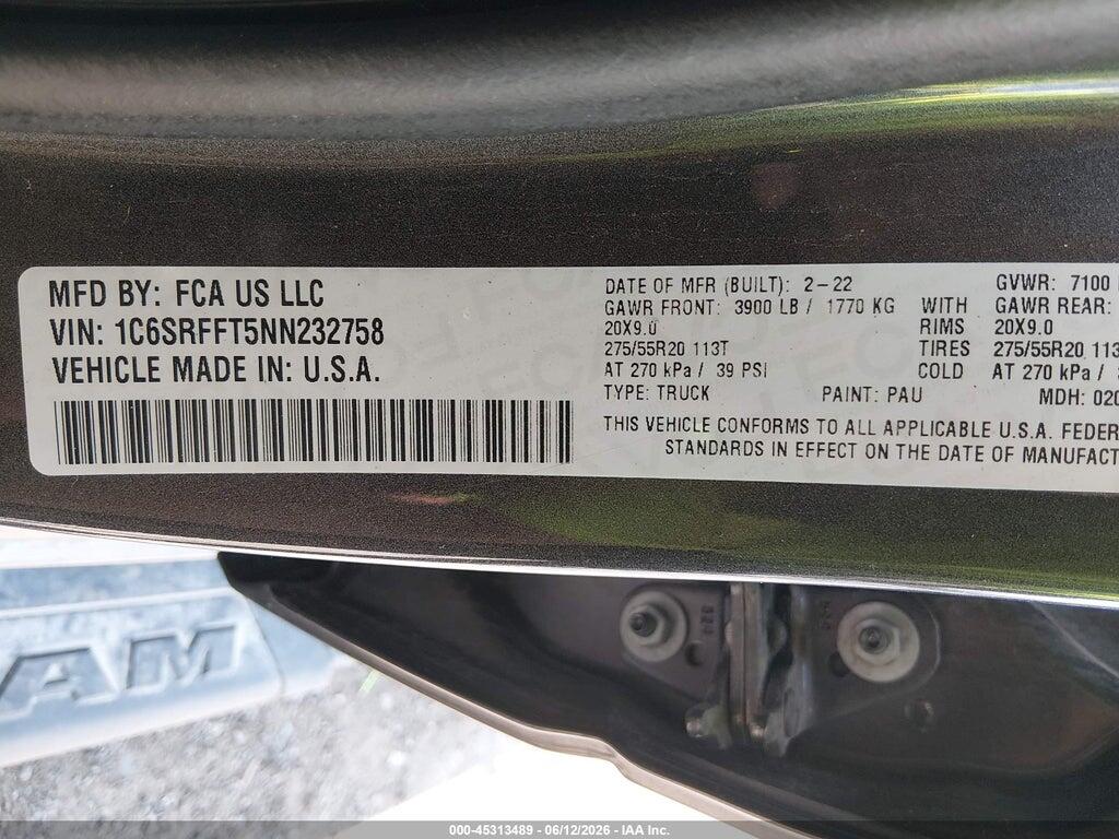 1C6SRFFT5NN232758 2022 RAM 1500 photo no. 9