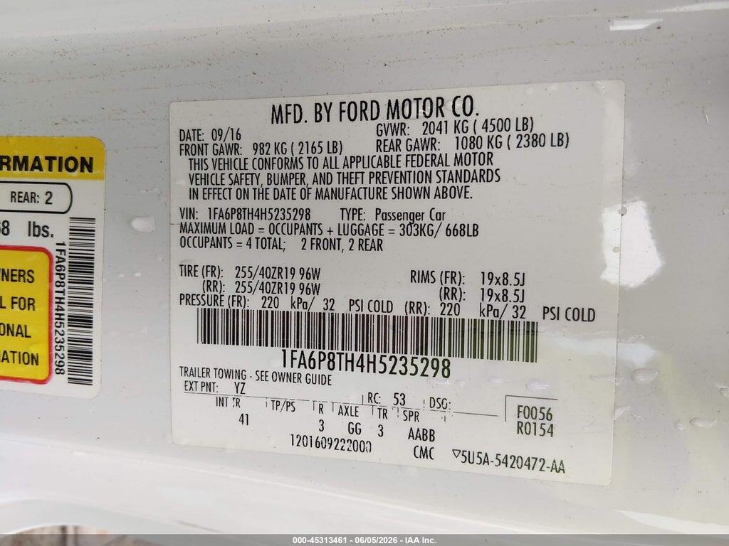 1FA6P8TH4H5235298 2017 FORD MUSTANG photo no. 9