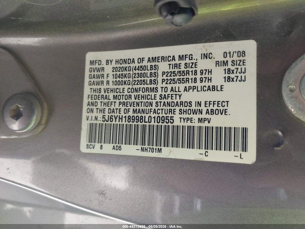 5J6YH18998L010955 2008 HONDA ELEMENT photo no. 9