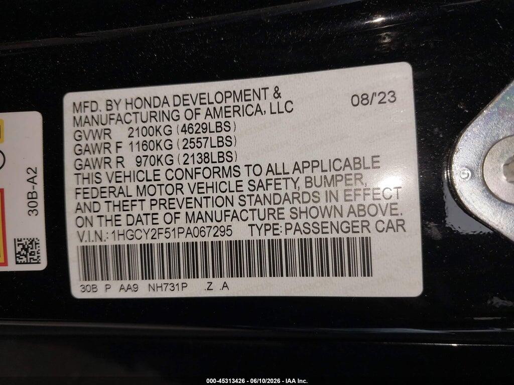 1HGCY2F51PA067295 2023 HONDA ACCORD HYBRID photo no. 9
