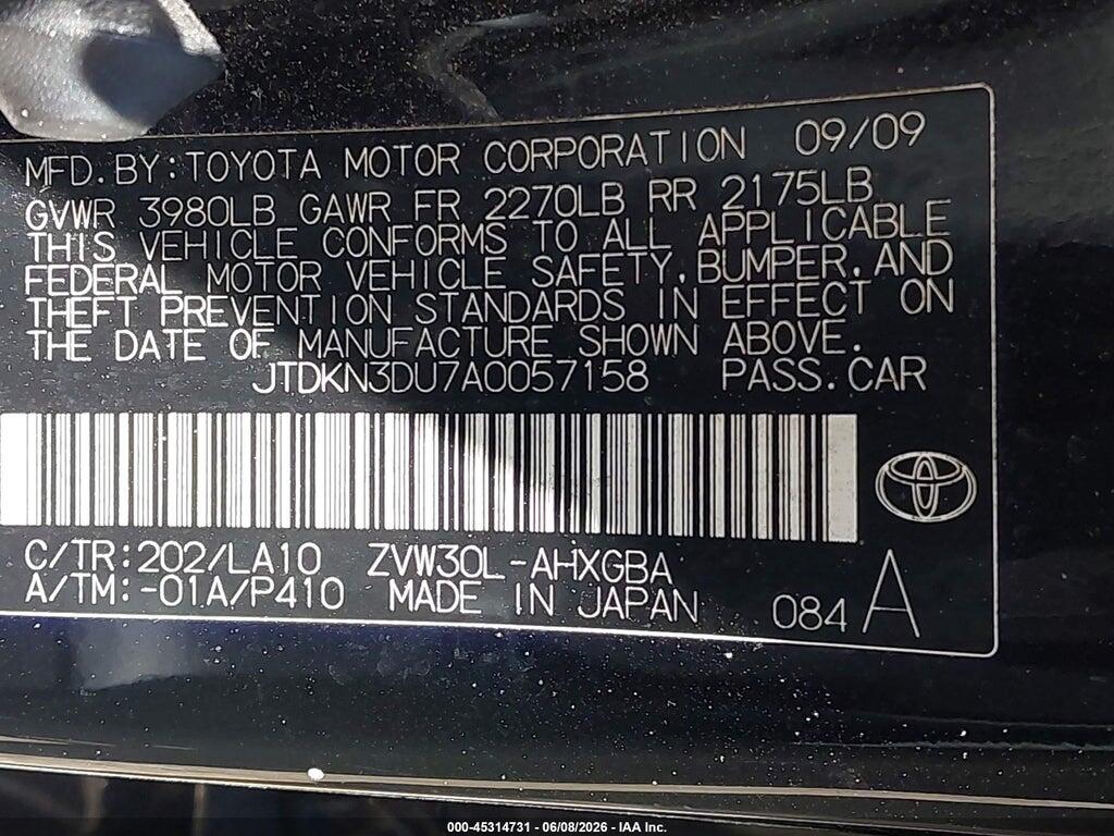 JTDKN3DU7A0057158 2010 TOYOTA PRIUS photo no. 9