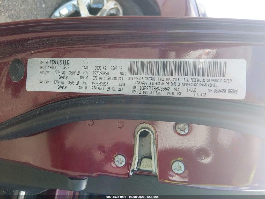 1C6RR7LT8HS780042 2017 RAM 1500 photo no. 9