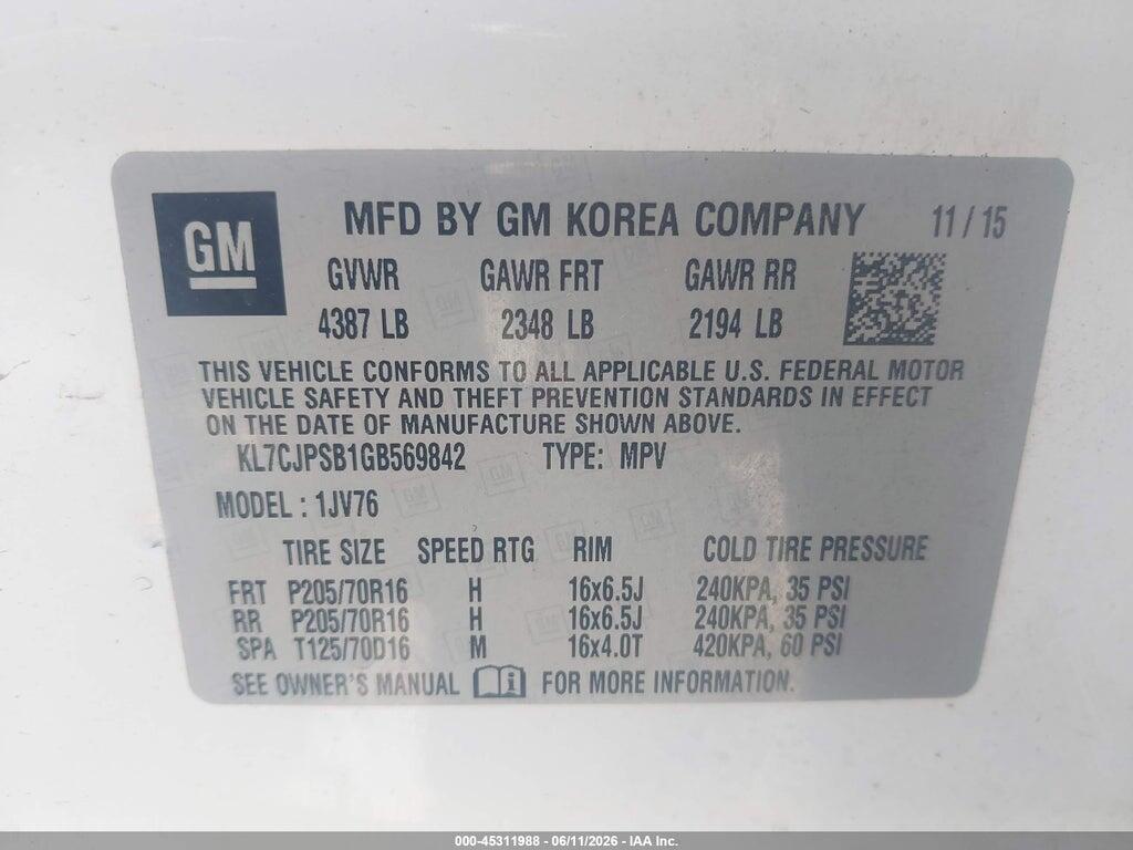 KL7CJPSB1GB569842 2016 CHEVROLET TRAX photo no. 9