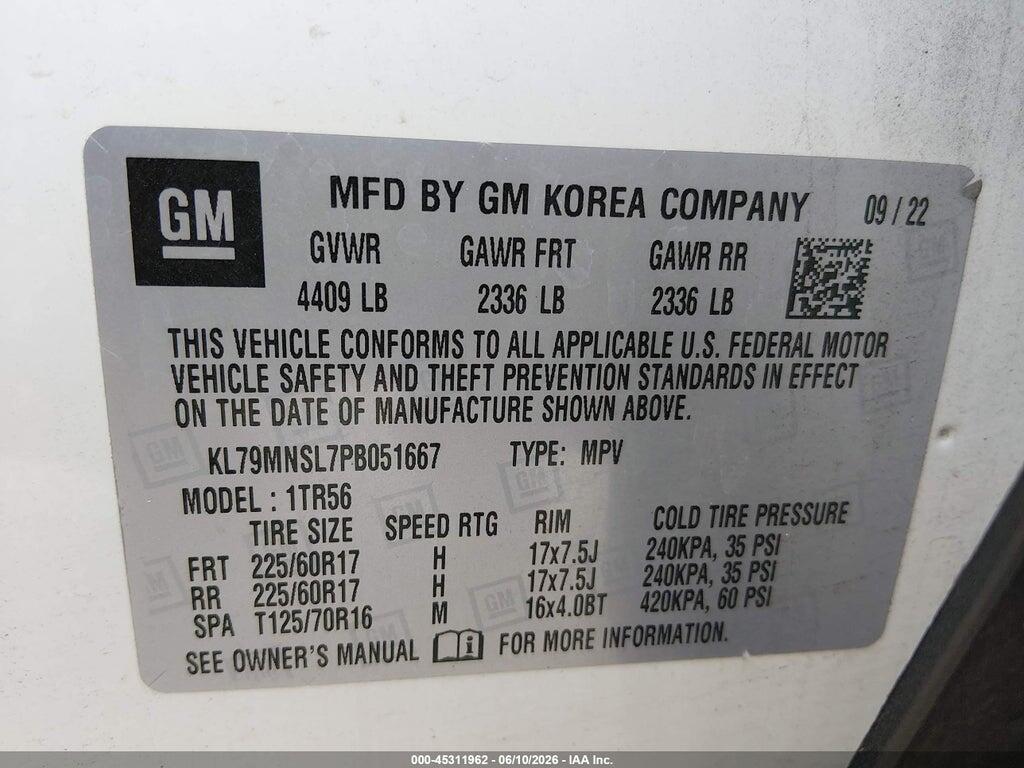 KL79MNSL7PB051667 2023 CHEVROLET TRAILBLAZER photo no. 9