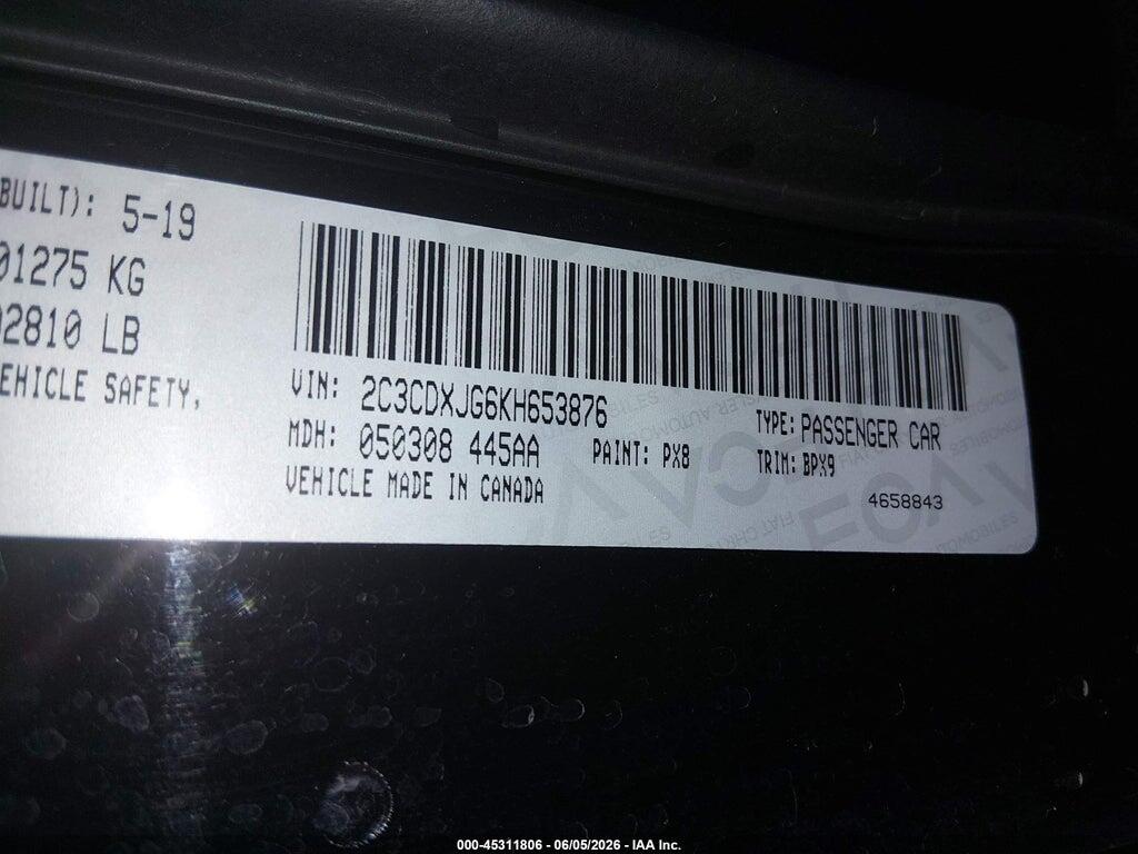 2C3CDXJG6KH653876 2019 DODGE CHARGER photo no. 9