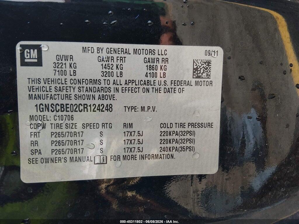 1GNSCBE02CR124248 2012 CHEVROLET TAHOE photo no. 9