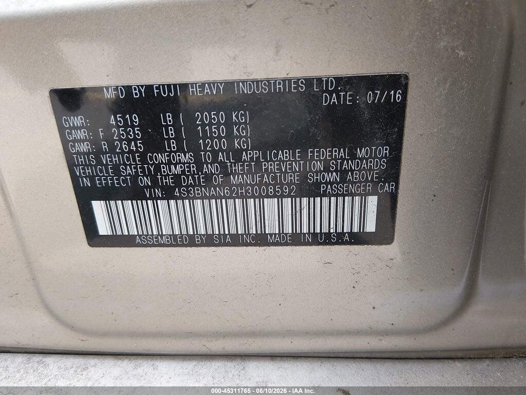4S3BNAN62H3008592 2017 SUBARU LEGACY photo no. 9