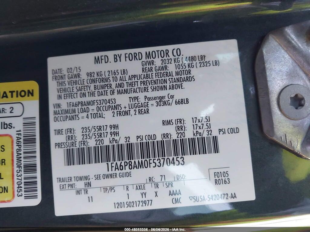 1FA6P8AM0F5370453 2015 FORD MUSTANG photo no. 9
