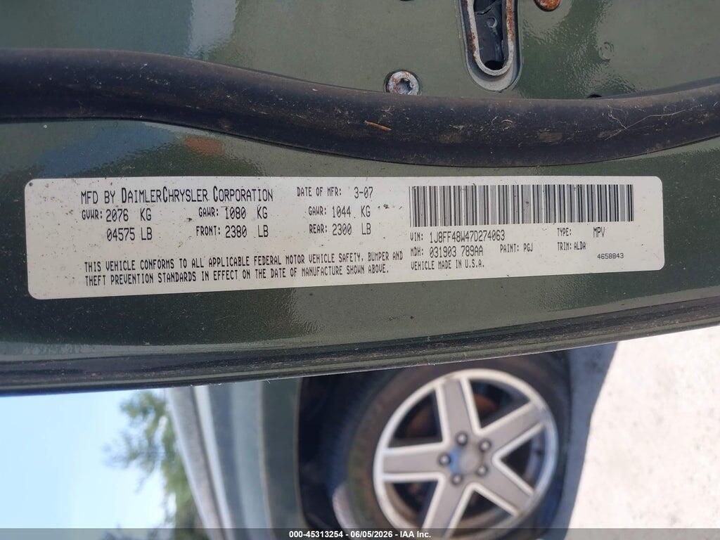 1J8FF48W47D274063 2007 JEEP PATRIOT photo no. 9
