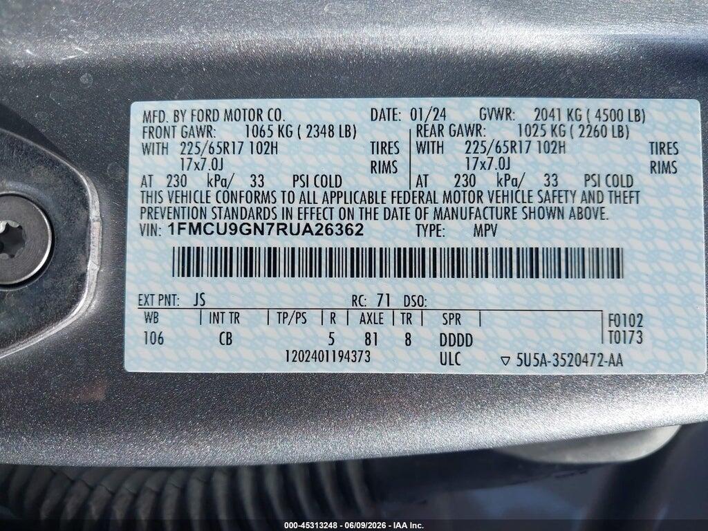 1FMCU9GN7RUA26362 2024 FORD ESCAPE photo no. 9