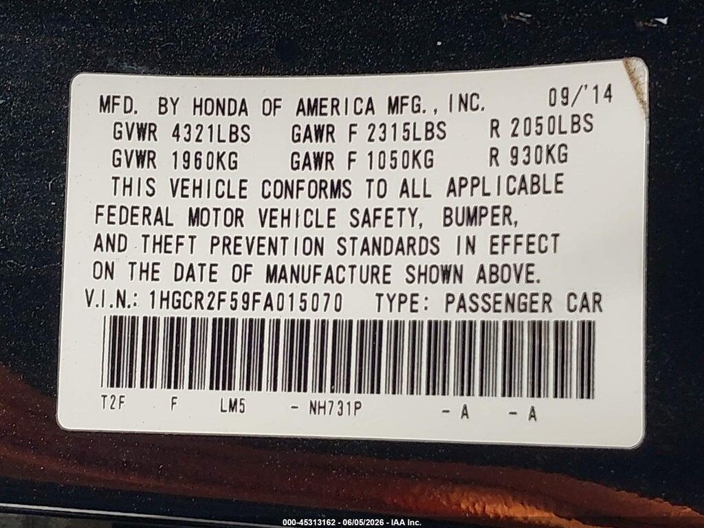 1HGCR2F59FA015070 2015 HONDA ACCORD photo no. 9