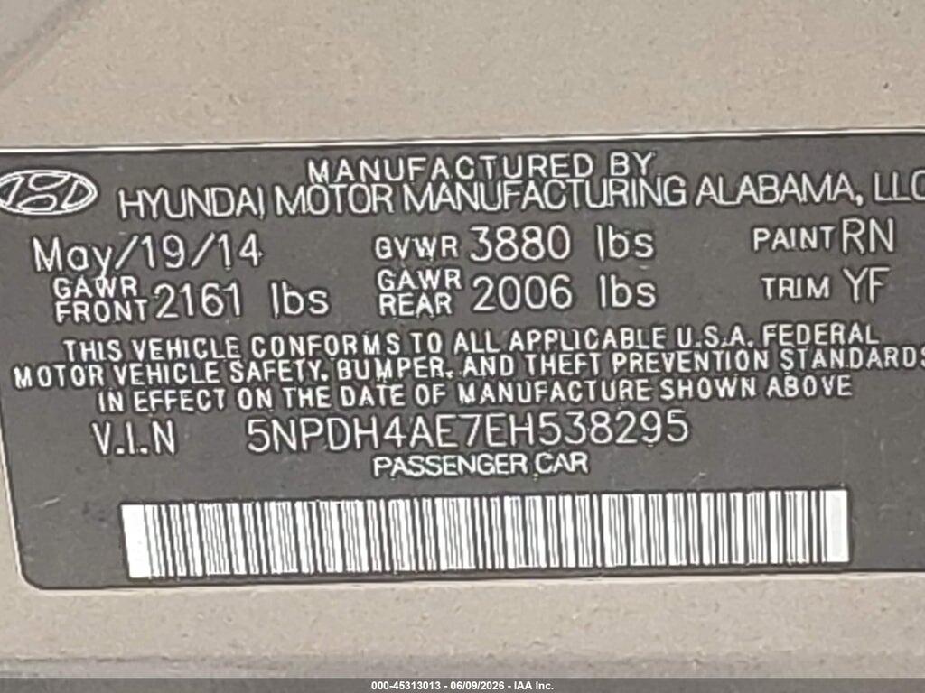 5NPDH4AE7EH538295 2014 HYUNDAI ELANTRA photo no. 9