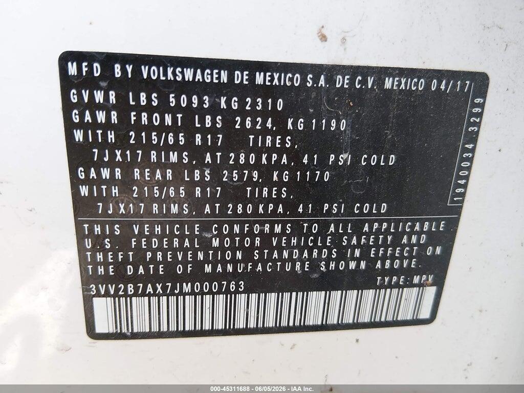 3VV2B7AX7JM000763 2018 VOLKSWAGEN TIGUAN photo no. 9
