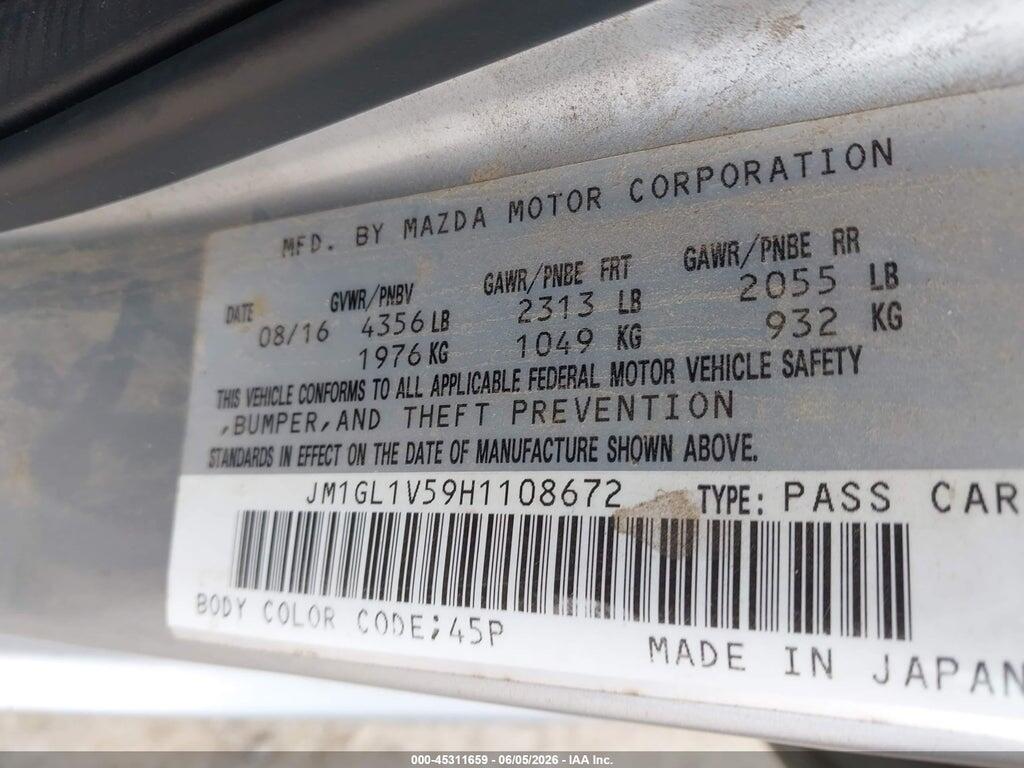 JM1GL1V59H1108672 2017 MAZDA MAZDA6 photo no. 9