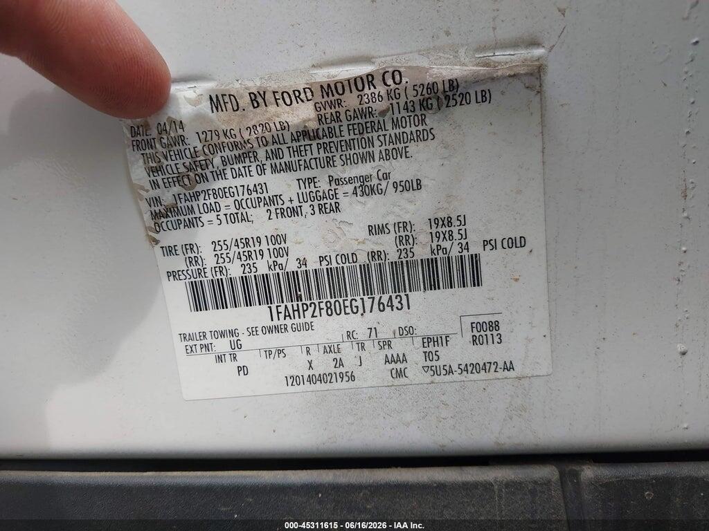 1FAHP2F80EG176431 2014 FORD TAURUS photo no. 9