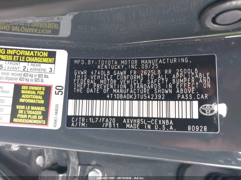 4T1DBADK3TU542392 2026 TOYOTA CAMRY photo no. 9