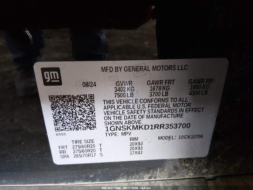 1GNSKMKD1RR353700 2024 CHEVROLET TAHOE photo no. 9