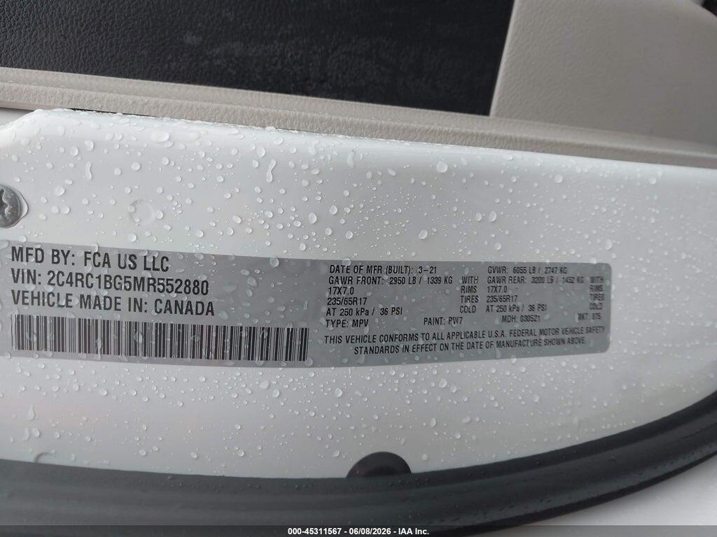 2C4RC1BG5MR552880 2021 CHRYSLER PACIFICA photo no. 9