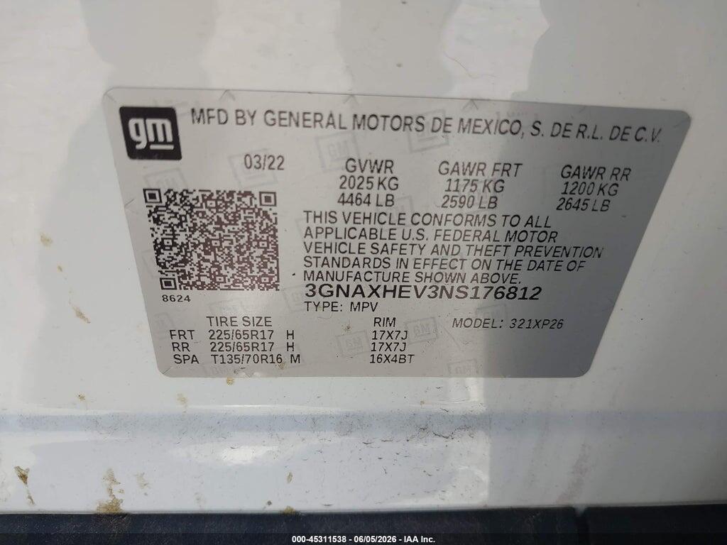 3GNAXHEV3NS176812 2022 CHEVROLET EQUINOX photo no. 9