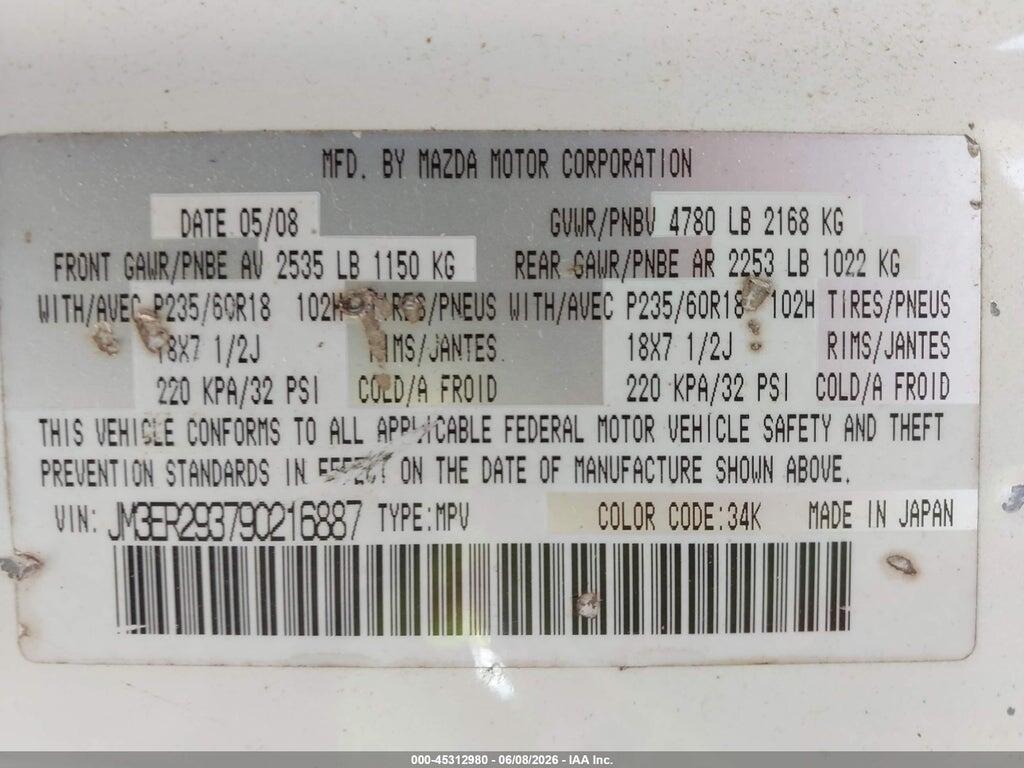 JM3ER293790216887 2009 MAZDA CX-7 photo no. 9