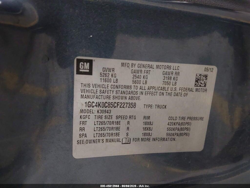 1GC4K0C85CF227358 2012 CHEVROLET SILVERADO 3500HD photo no. 9