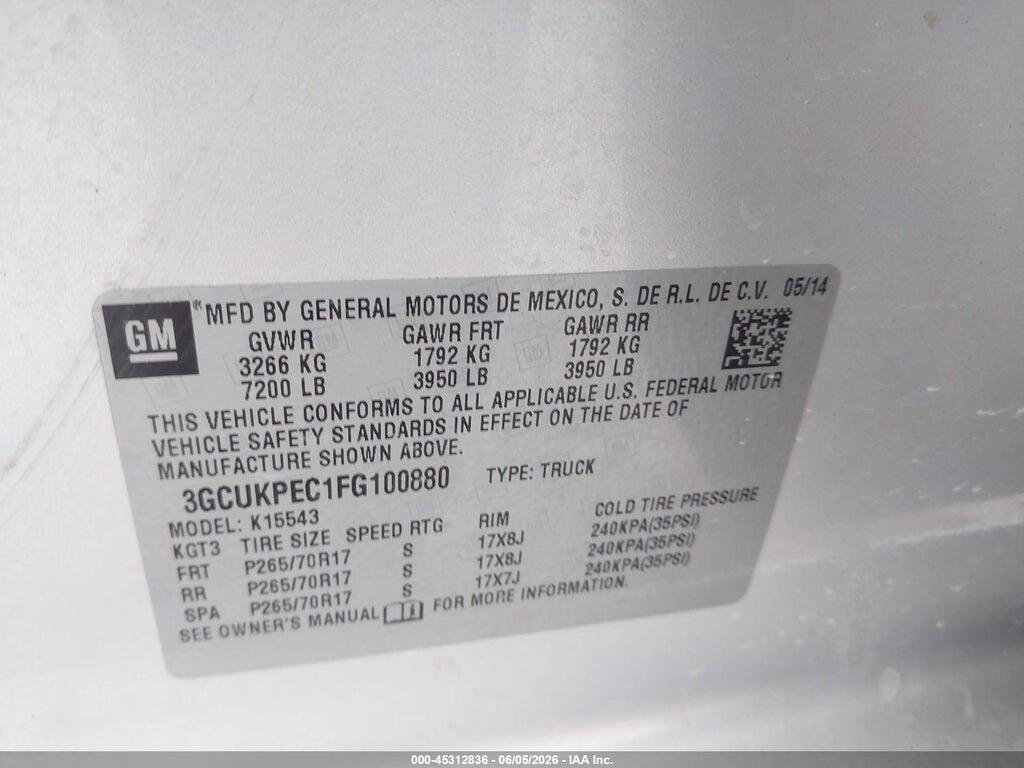 3GCUKPEC1FG100880 2015 CHEVROLET SILVERADO 1500 photo no. 9