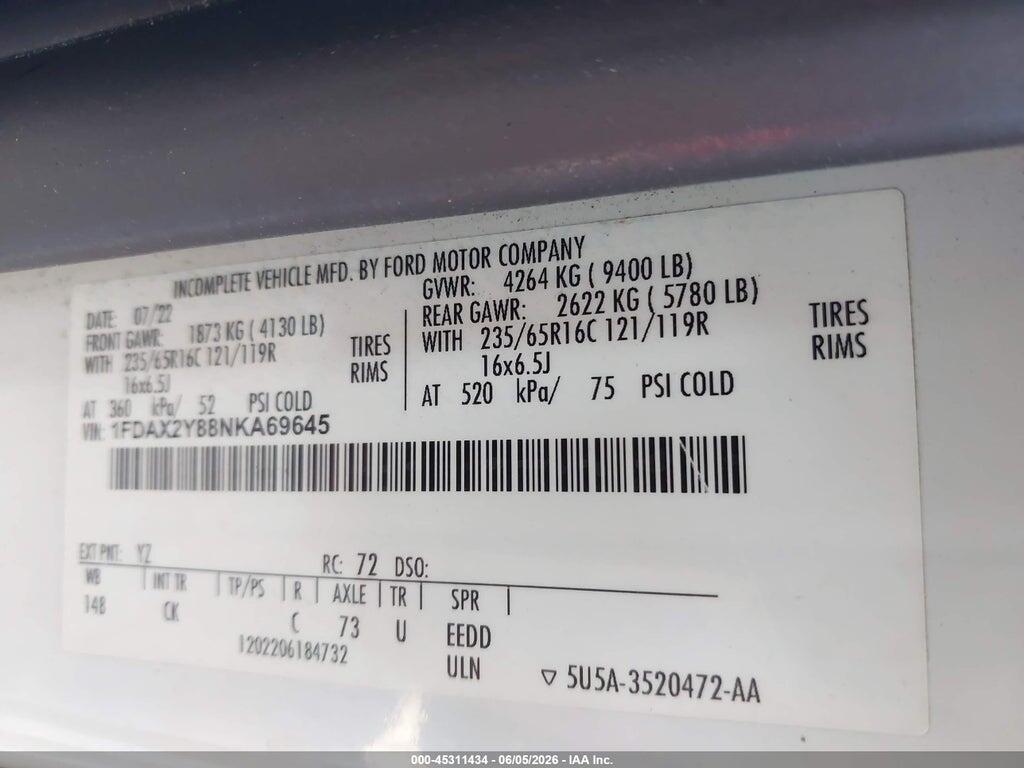 1FDAX2Y88NKA69645 2022 FORD TRANSIT-350 PASSENGER VAN photo no. 9