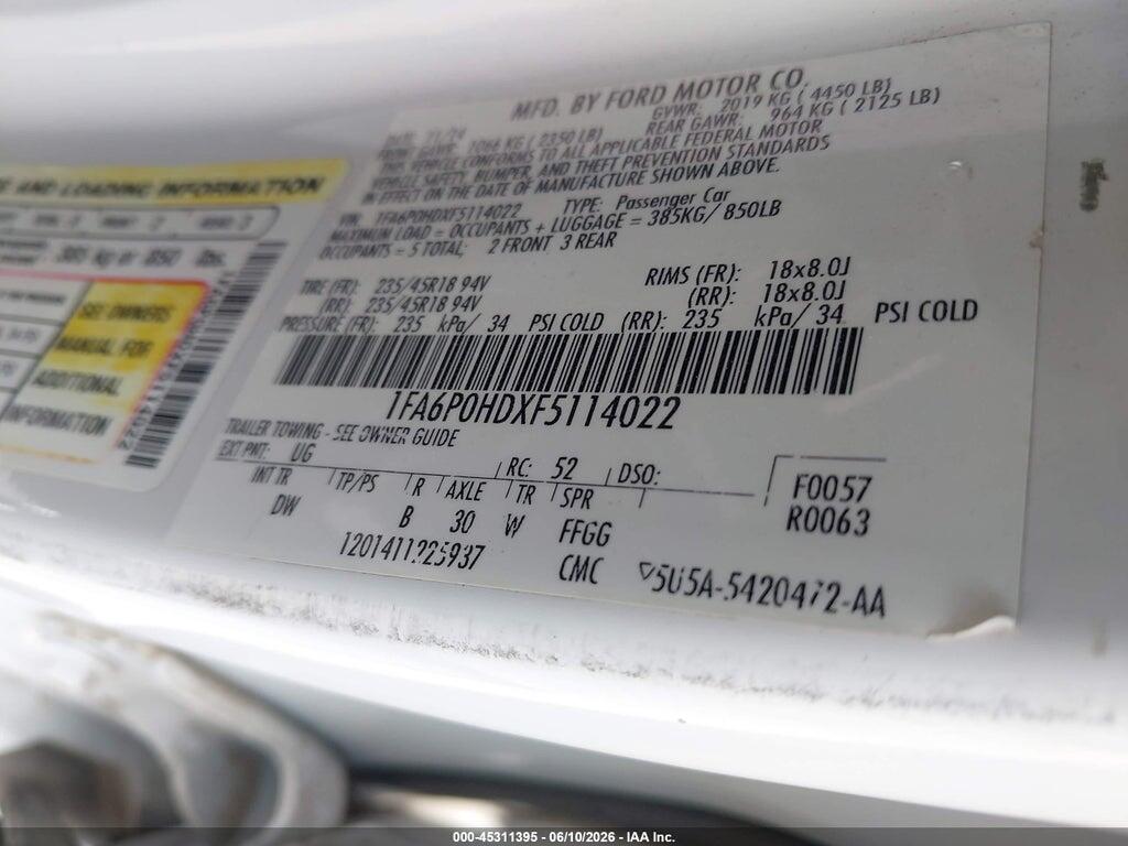 1FA6P0HDXF5114022 2015 FORD FUSION photo no. 9
