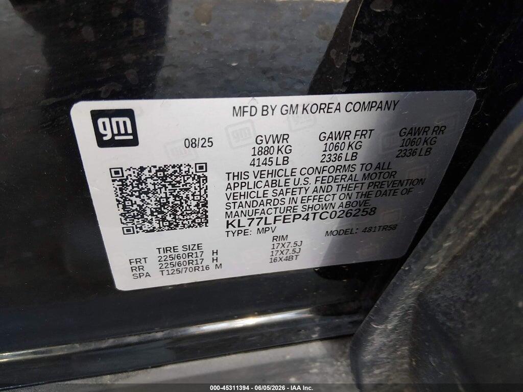 KL77LFEP4TC026258 2026 CHEVROLET TRAX photo no. 9