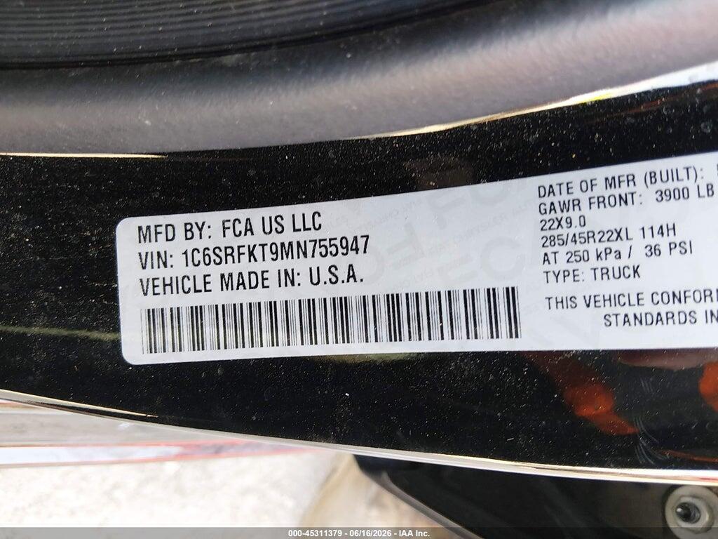 1C6SRFKT9MN755947 2021 RAM 1500 photo no. 9