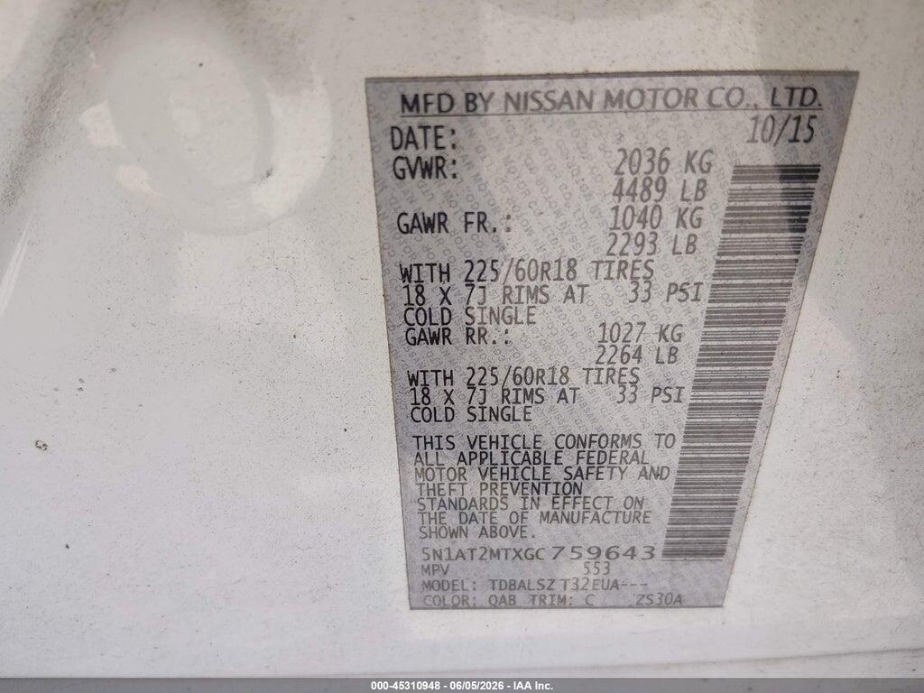 5N1AT2MTXGC759643 2016 NISSAN ROGUE photo no. 9