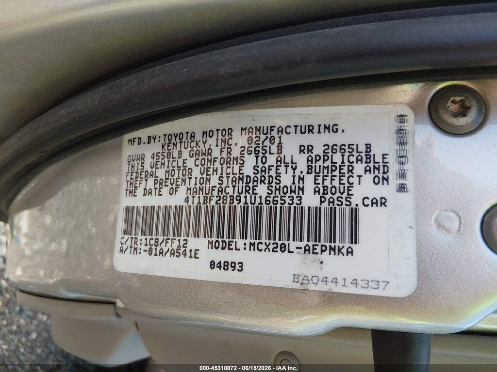 4T1BF28B91U166533 2001 TOYOTA AVALON photo no. 9