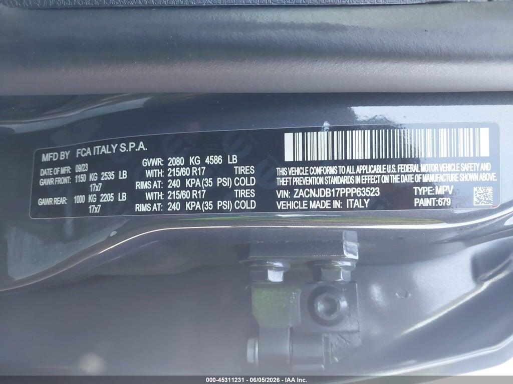 ZACNJDB17PPP63523 2023 JEEP RENEGADE photo no. 9