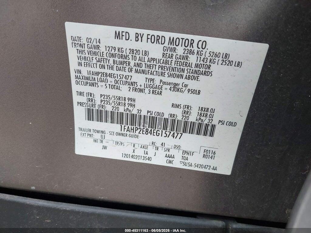 1FAHP2E84EG157477 2014 FORD TAURUS photo no. 9
