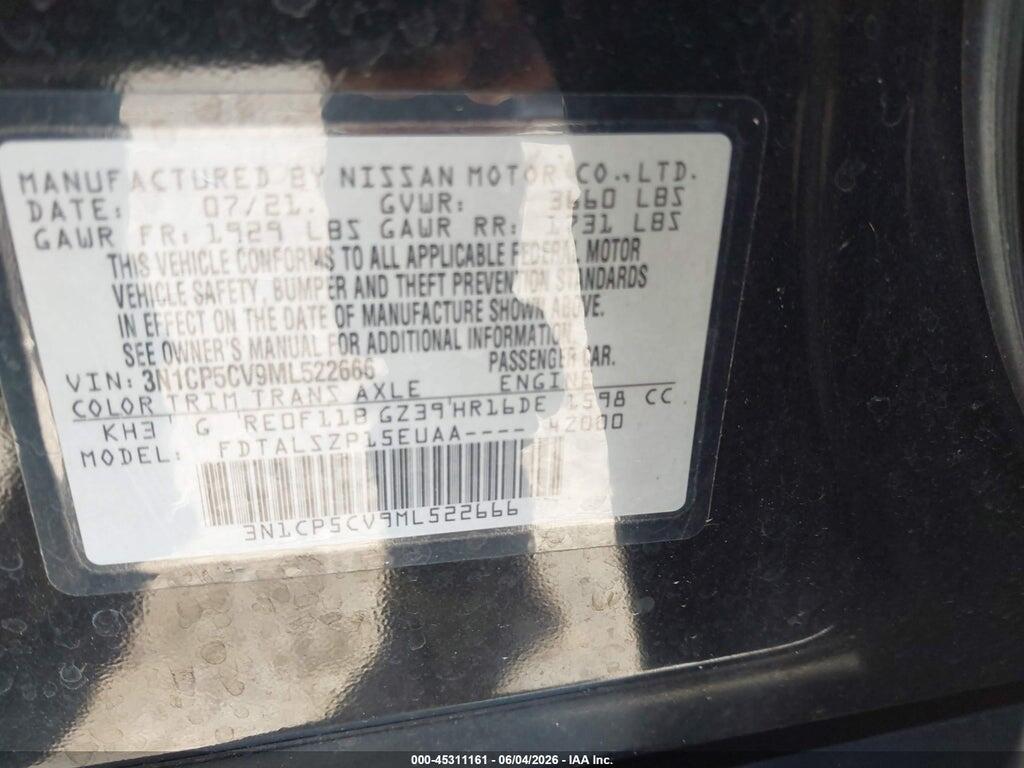 3N1CP5CV9ML522666 2021 NISSAN KICKS photo no. 9