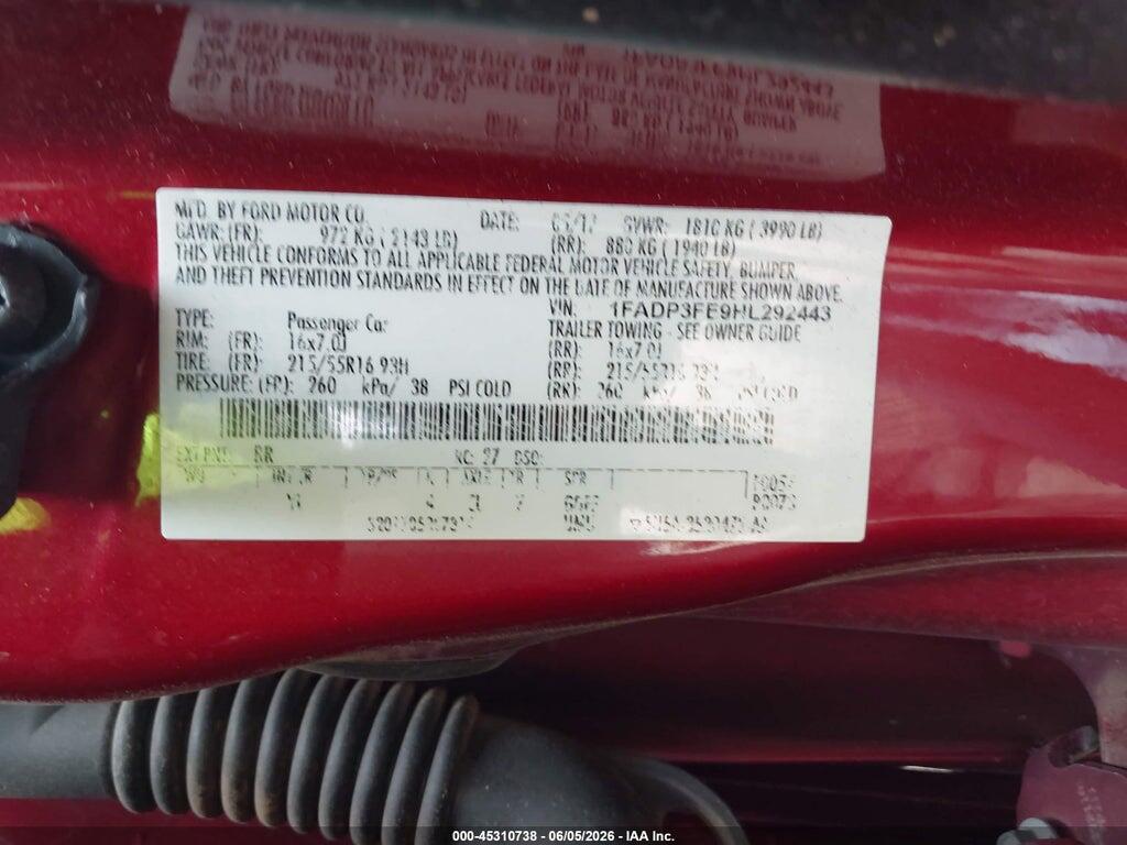 1FADP3FE9HL292443 2017 FORD FOCUS photo no. 9