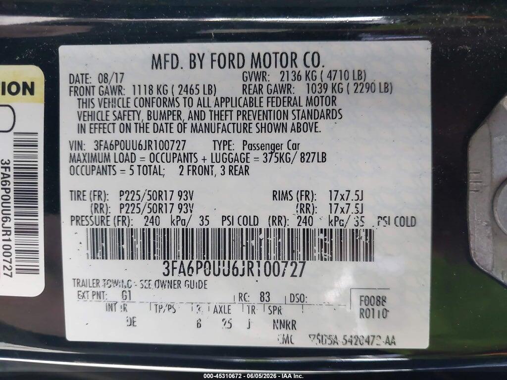 3FA6P0UU6JR100727 2018 FORD FUSION HYBRID photo no. 9