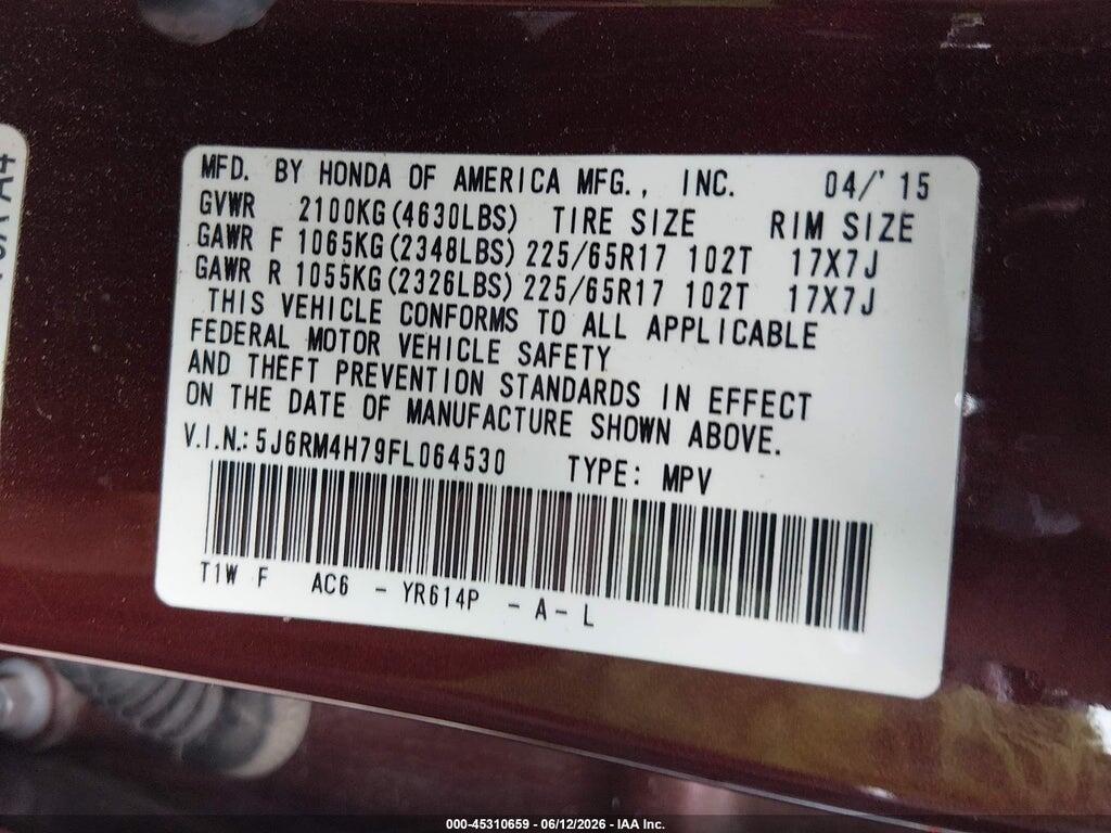 5J6RM4H79FL064530 2015 HONDA CR-V photo no. 9