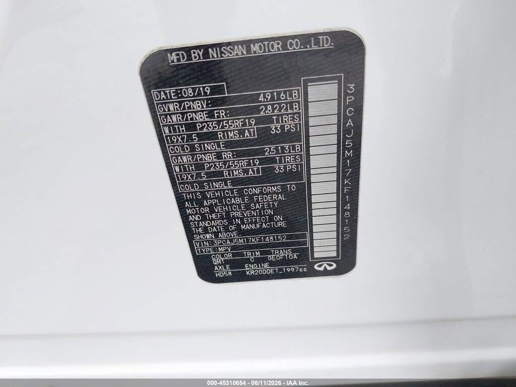 3PCAJ5M17KF148152 2019 INFINITI QX50 photo no. 9