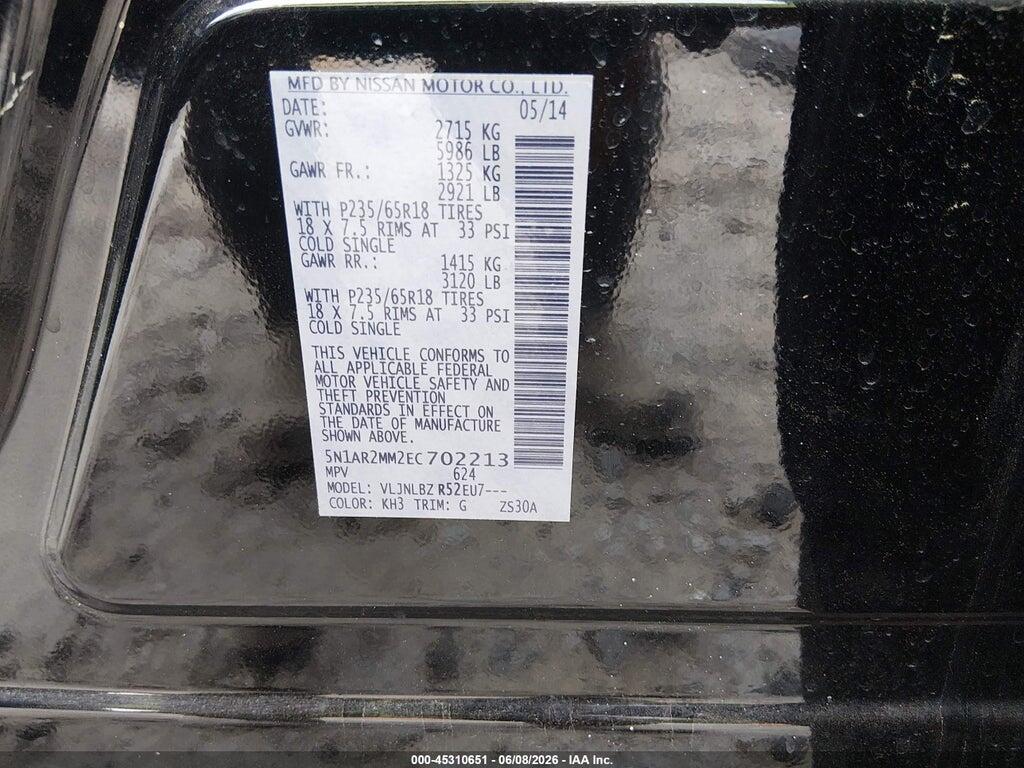 5N1AR2MM2EC702213 2014 NISSAN PATHFINDER photo no. 9