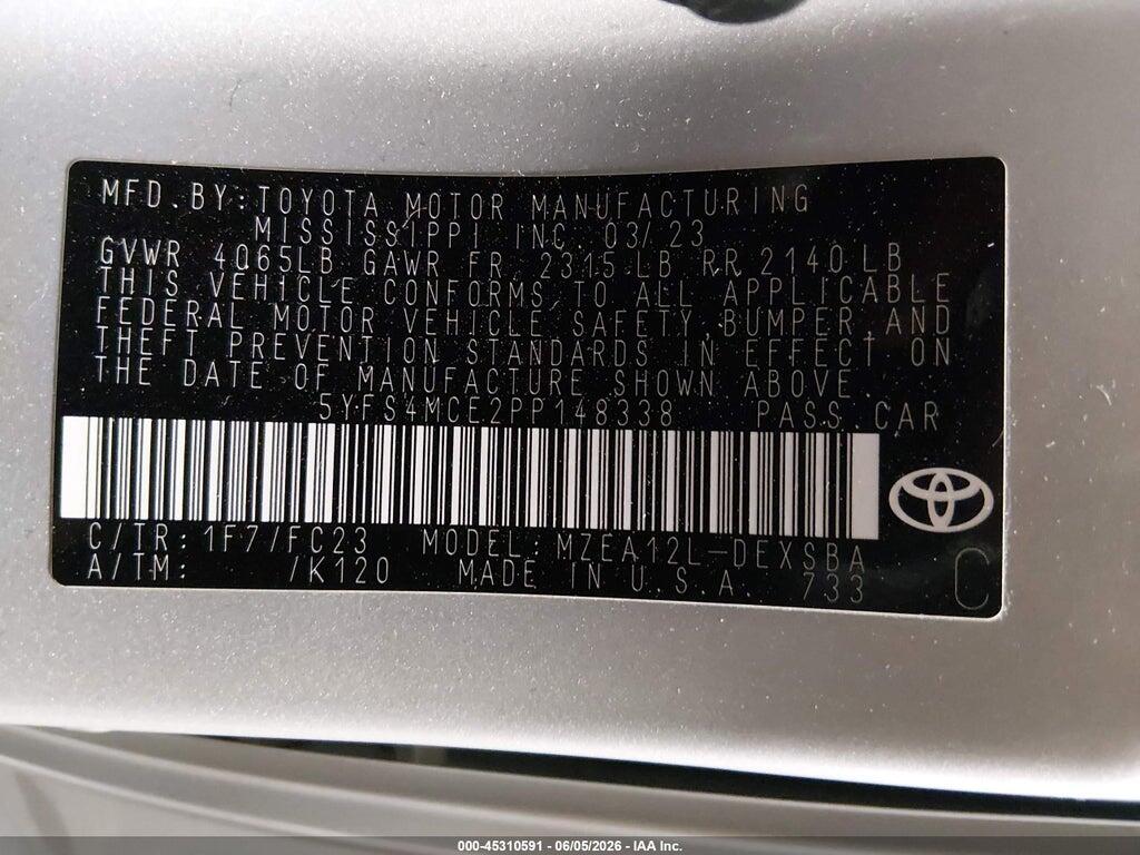 5YFS4MCE2PP148338 2023 TOYOTA COROLLA photo no. 9
