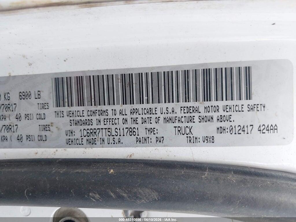 1C6RR7TT5LS117861 2020 RAM 1500 CLASSIC photo no. 9
